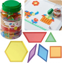 MASTERKIDZ mozaic Montessori tangram din forme geometrice transparente, 140 piese