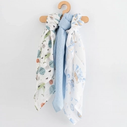 Scutece din bumbac cu imprimeu NEW BABY 70 × 80 cm, 3 buc – pentru băieți