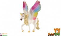 Unicorn din plastic cu aripi curcubeu 13 cm