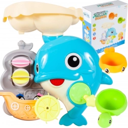 Jucărie de baie delfin cu găletușă galbenă și peștișor