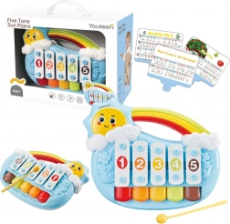 Pianină muzicală pentru bebeluși Steluță, cinci tonuri – albastră