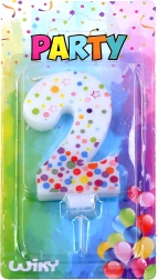 Lumânare de petrecere cifra 2 cu buline