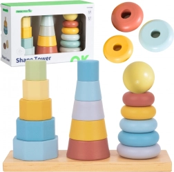 Tooky Toy turn de sortare din lemn – Montessori trei turnuri