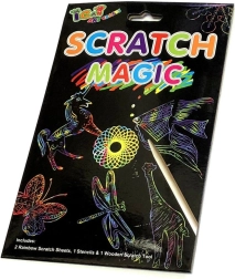 Foi răzuibile curcubeu cu șabloane și creion din lemn