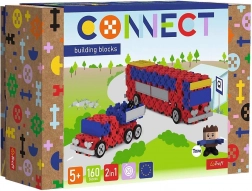 Set de construcție Connect 2în1 autobuz și mașină cu remorcă Trefl