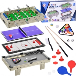 Set de jocuri de masă 4 în 1 – fotbal de masă, air hockey, ping‑pong și biliard