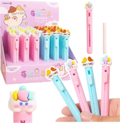 Radieră retractabilă cu figurină pisică albastră roz