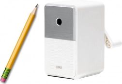 Ascuțitoare manuală cu recipient și reglare a lamei, albă