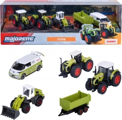Majorette Claas Farm set 5 vehicule – tractoare, remorcă și Volkswagen
