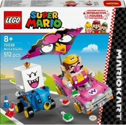 lego super mario mario kart – set de curse cu wario și king boo