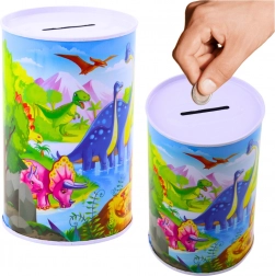 Pușculiță metalică cu dinozauri 13 × 8 cm