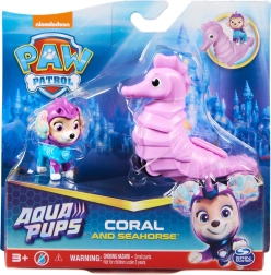 Patrula cățelușilor Aqua Pups – figurina Coral și vehicul căluț de mare