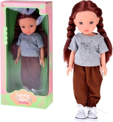 Lovely Girl păpușă cu codițe din satin în ținută sport 33 cm