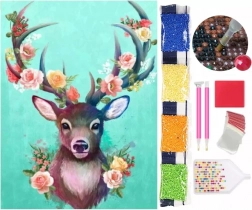 Pictură cu diamante 5D – cerb 30 × 40 cm