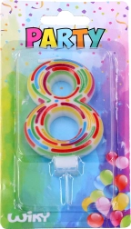 Lumânare de tort party cu cifra 8 cu suport