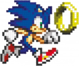 Jixelz Remix puzzle pixel art din plastic Sonic și inelul de aur