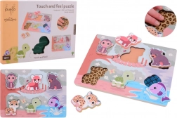 Puzzle tactile din lemn cu animale JOUÉCO