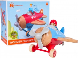 Avion albastru din lemn cu lumini și sunete