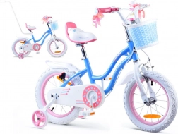 Bicicletă pentru copii RoyalBaby Star Girl de 14 inci cu coș și roți ajutătoare – Albastru
