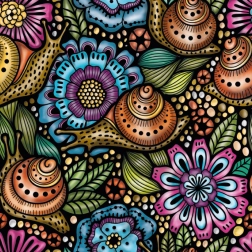 Puzzle pătrat Q Life: melci pe flori, 72 piese