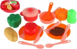 Set de veselă pentru copii în coș cu accesorii