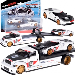 Set metalic Maisto: camion platformă de remorcare cu FORD GT Heritage 2021 1:64