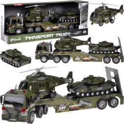 Set militar de transport: camion cu tanc și elicopter, lumini și sunete