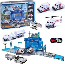 Woopie set tematic stație de poliție la aeroport cu mașini și elicopter, 37 piese