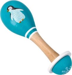 Maracas din lemn cu pinguin pentru copii