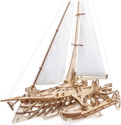 Ugears Merihobus – navă cu pânze mecanică 3D din lemn, trimaran