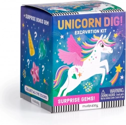 Set arheologic MUDPUPPY Unicorn – piatră în formă de inimă cu pietre prețioase