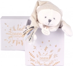 Set cadou Doudou – păturică-jucărie din pluș cu ursuleț și căciuliță, bej 25 cm