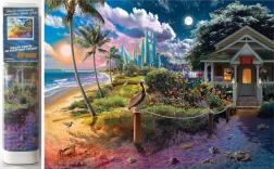 NORIMPEX pictură cu diamante – casă pe plajă 30 × 40 cm