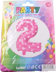 Balon gonflabil cifră 1 cu inimioare – Roz