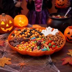 Bol de servire de Halloween în formă de dovleac, portocaliu
