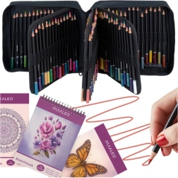 Set de creioane colorate artistice MAALEO 120 culori cu carnet de schițe, caiet didactic și husă