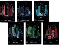 Caiet școlar A4 Premium Metallic cu motiv orașe