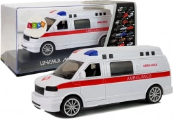 Mașinuță ambulanță cu mecanism pull-back, lumini și sirenă