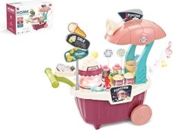 Cărucior colorat de popcorn cu dulciuri – set pentru copii 55 piese