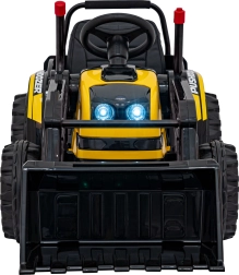 Buldozer electric pentru copii cu cupă, 12 V, telecomandă, pornire lină, radio FM și LED – galben