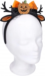 Bentiță de carnaval cu urechi și decorațiune în formă de dovleac