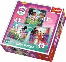 Puzzle Trefl Nella, prințesa cavalerilor – set 3‑în‑1 (20, 36, 50 piese)