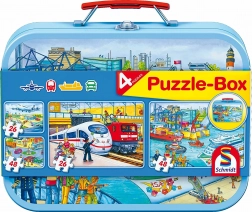 Puzzle transport 4în1 în valiză metalică
