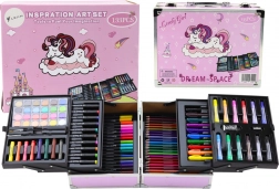 Set de artă într-o valiză extensibilă cu unicorn 133 piese