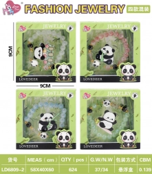 set de bijuterii pentru copii cu panda – brățară verde și agrafă