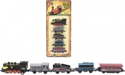 Trenuleț cu vagoane, 5 piese, metal/plastic, 8 cm, cu tragere înapoi