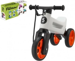 Tricicletă de împins Funny Wheels Rider SuperSport 2‑în‑1 cu chingă – Alb-portocaliu