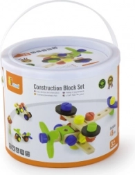 Set de construcție din lemn tip constructor în găletușă, 48 de piese (3+)