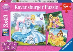 RAVENSBURGER Puzzle Prințesele Disney și animăluțele lor 3x49 piese