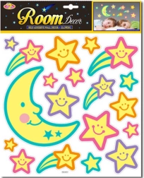 Decorațiuni autocolante luminoase cerul nopții – lună și stele